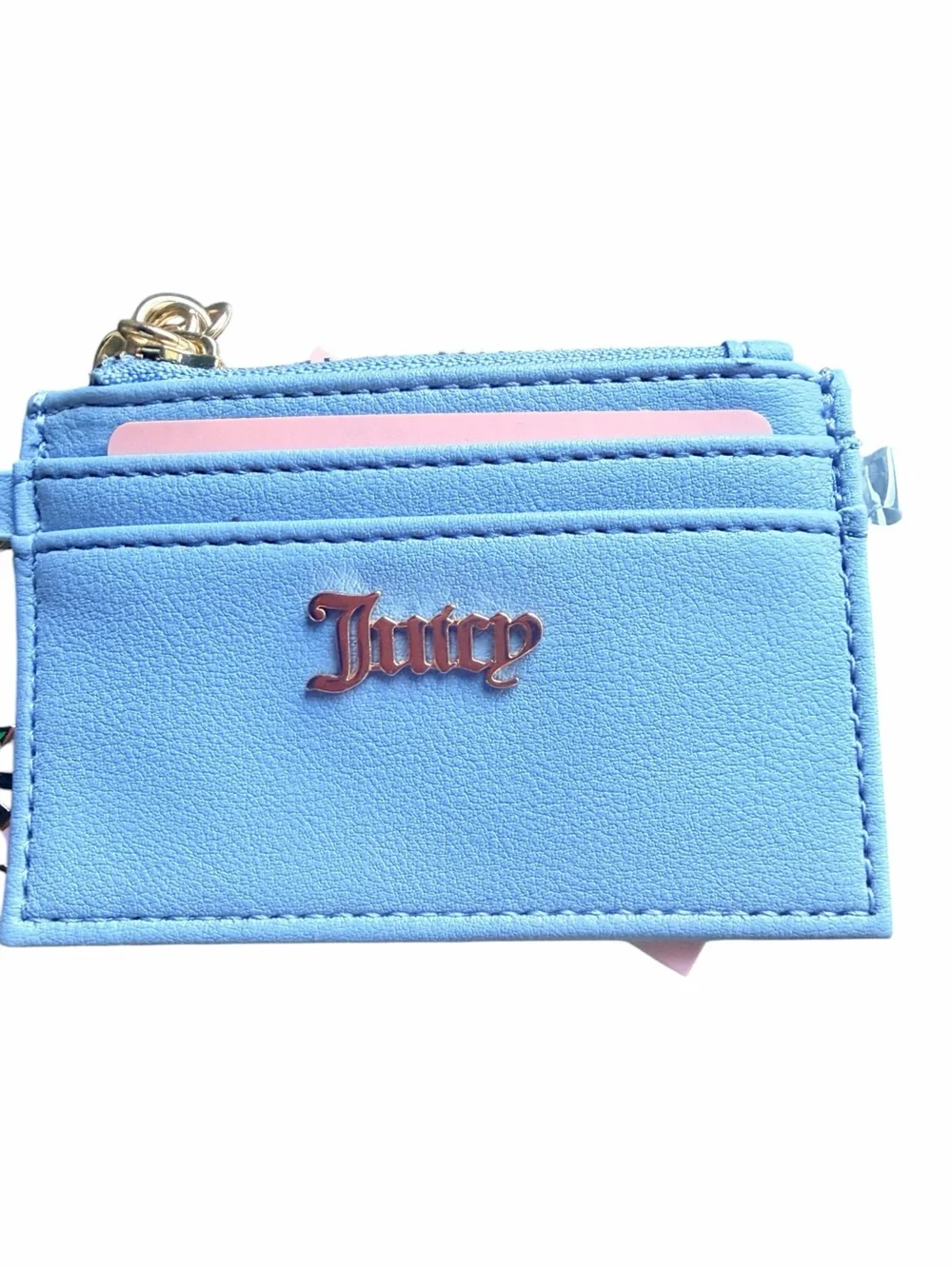 Juicy Couture Baby Blue Charm Card Case Wallet NWT Box